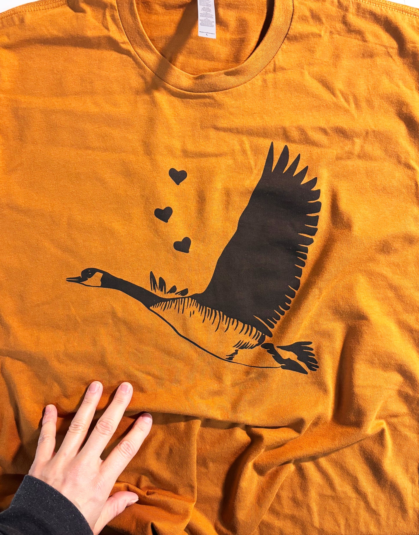 Tshirt Limited Edition Goose Flying Original Screen Print Rust - Adult Unisex