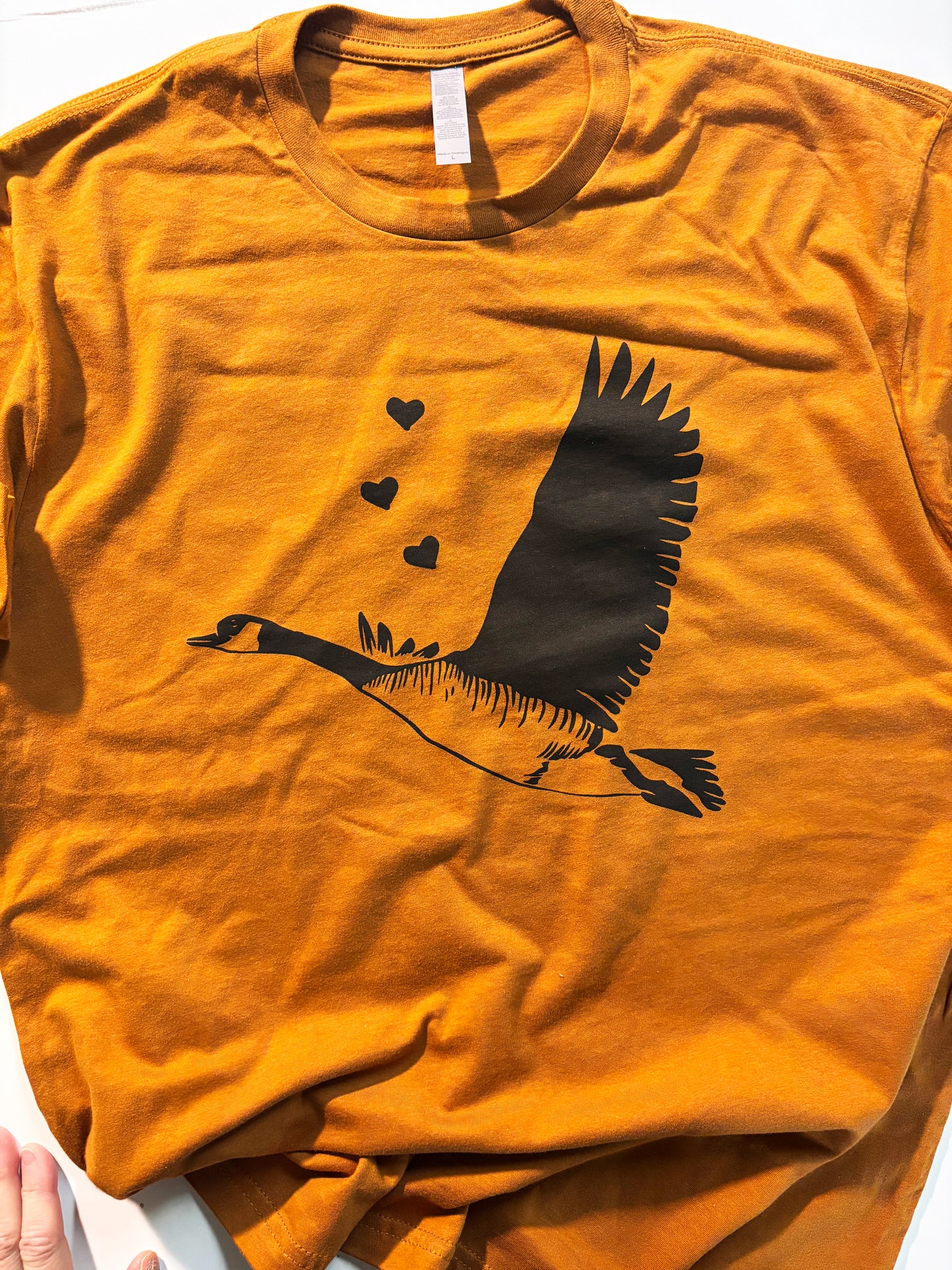 Tshirt Limited Edition Goose Flying Original Screen Print Rust - Adult Unisex
