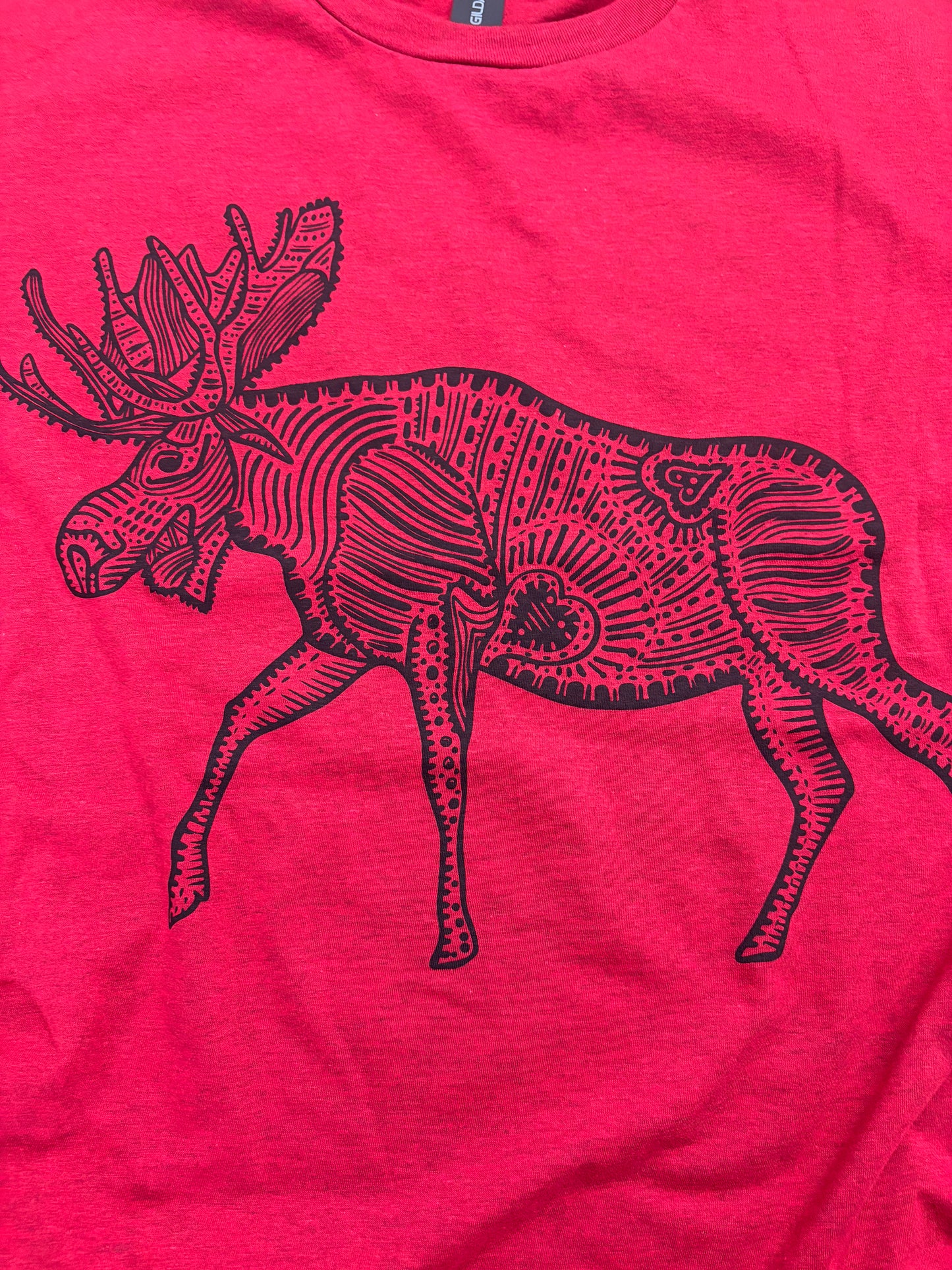 Tshirt Limited Edition Moose Original Screen Print Vintage Red - Adult Unisex