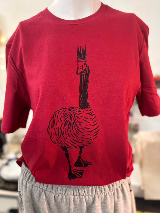 Tshirt Limited Edition Royal Goose Original Screen Print Cranberry - Adult Unisex