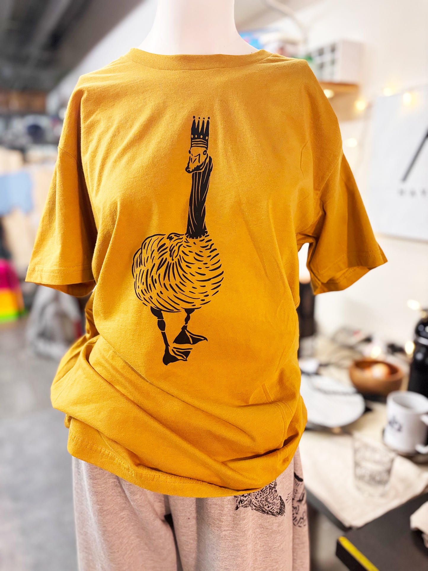 Tshirt Limited Edition Royal Goose Original Screen Print Mustard Yellow - Adult Unisex