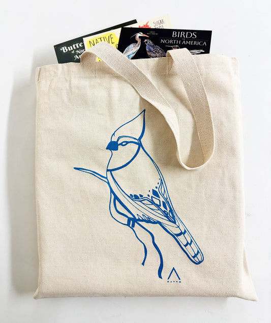 Blue Jay Hand Printed Every Day Cotton Tote