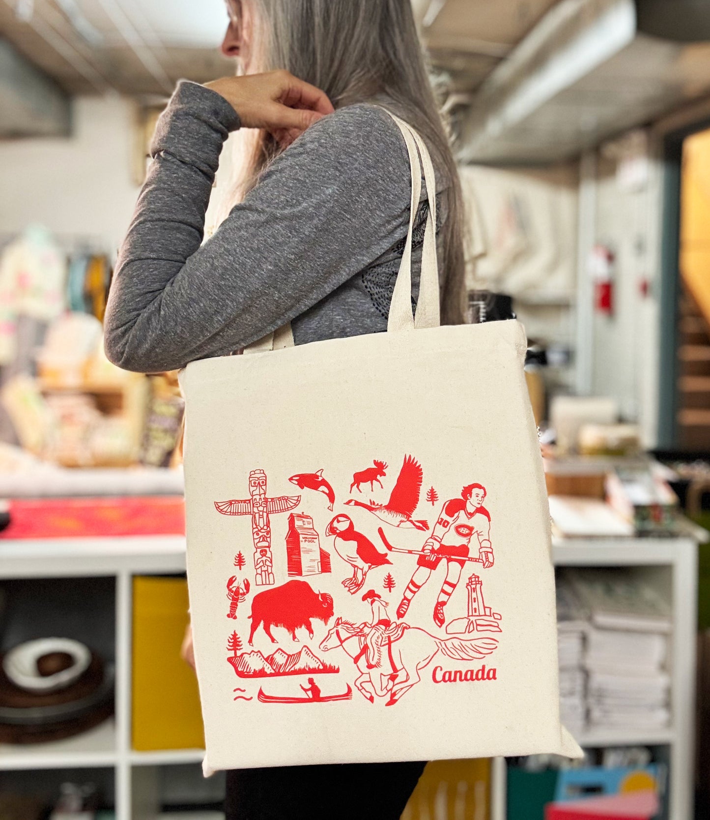 Canada Red Cotton Every Day Tote