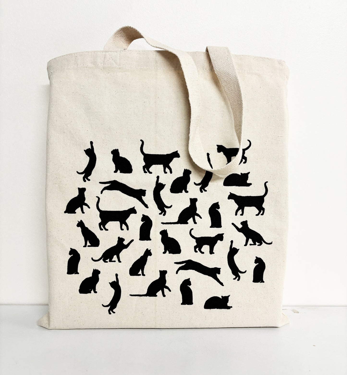 Cats Print Hand Printed Every Day Cotton Tote