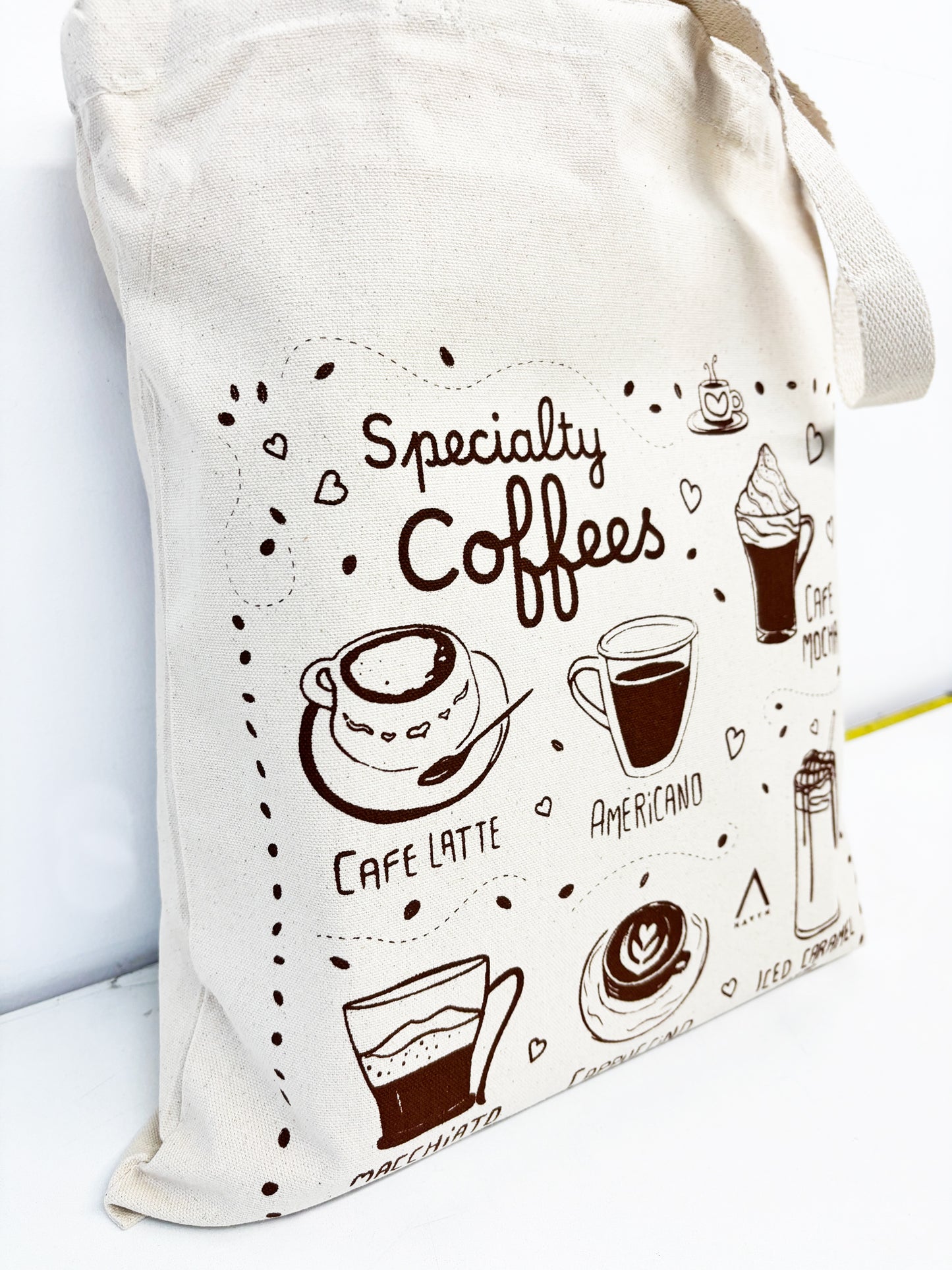 Specialty Coffee Fun Hand Printed Every Day Cotton Tote