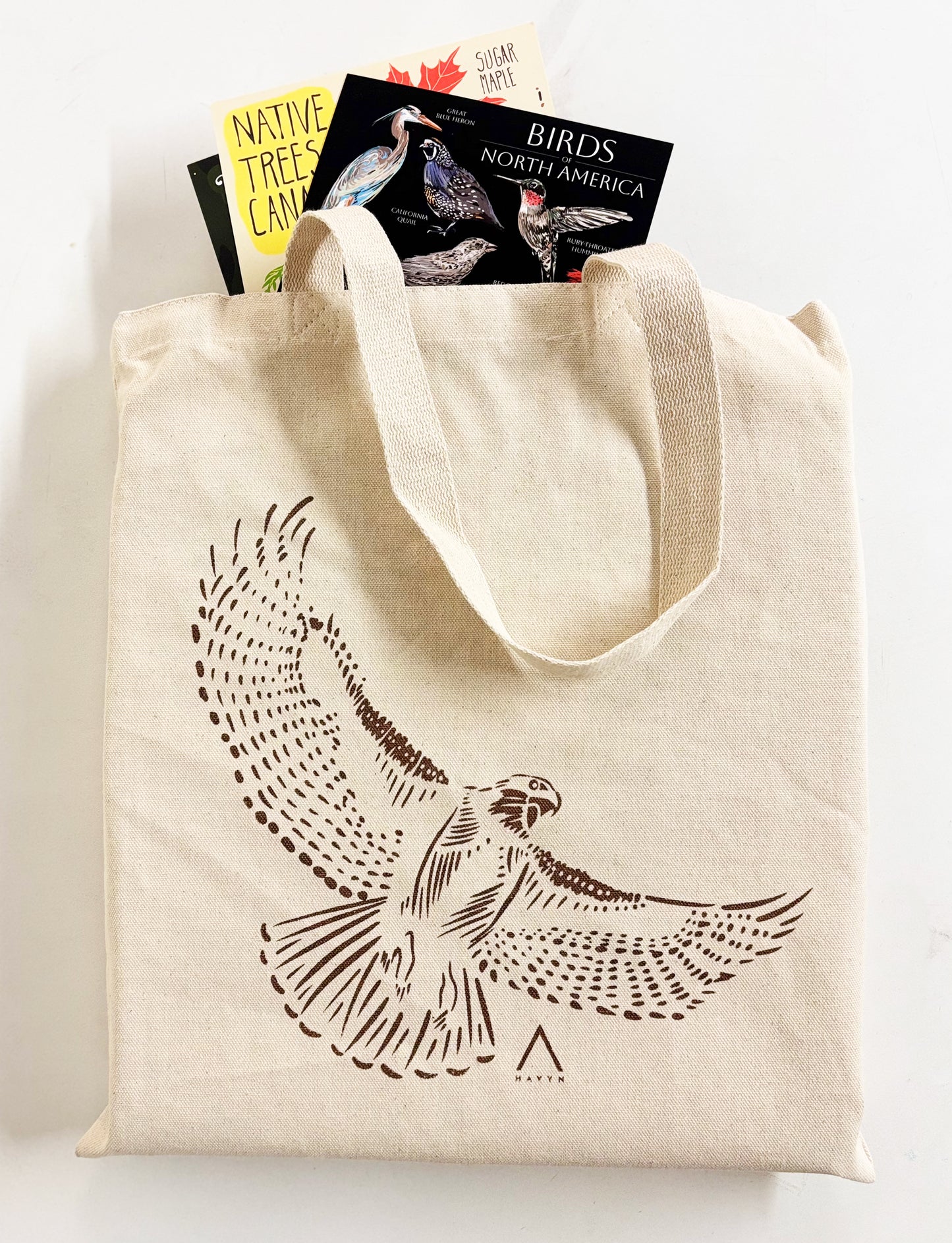 Red Tailed Hawk Hand Printed Every Day Cotton Tote