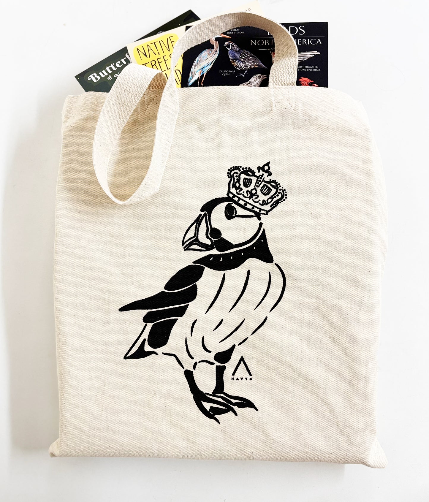 Royal Canadian Puffin Hand Printed Every Day Cotton Tote