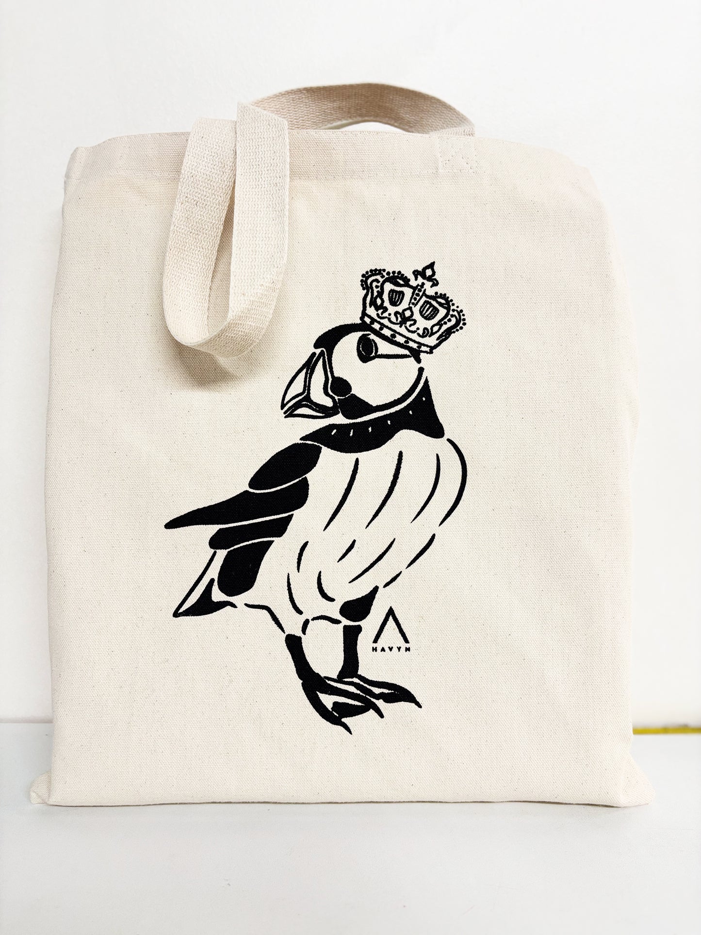 Royal Canadian Puffin Hand Printed Every Day Cotton Tote