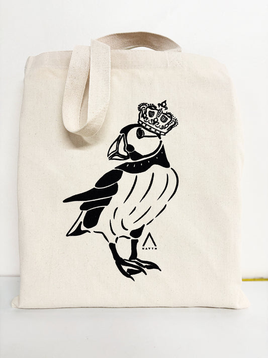 Royal Canadian Puffin Hand Printed Every Day Cotton Tote