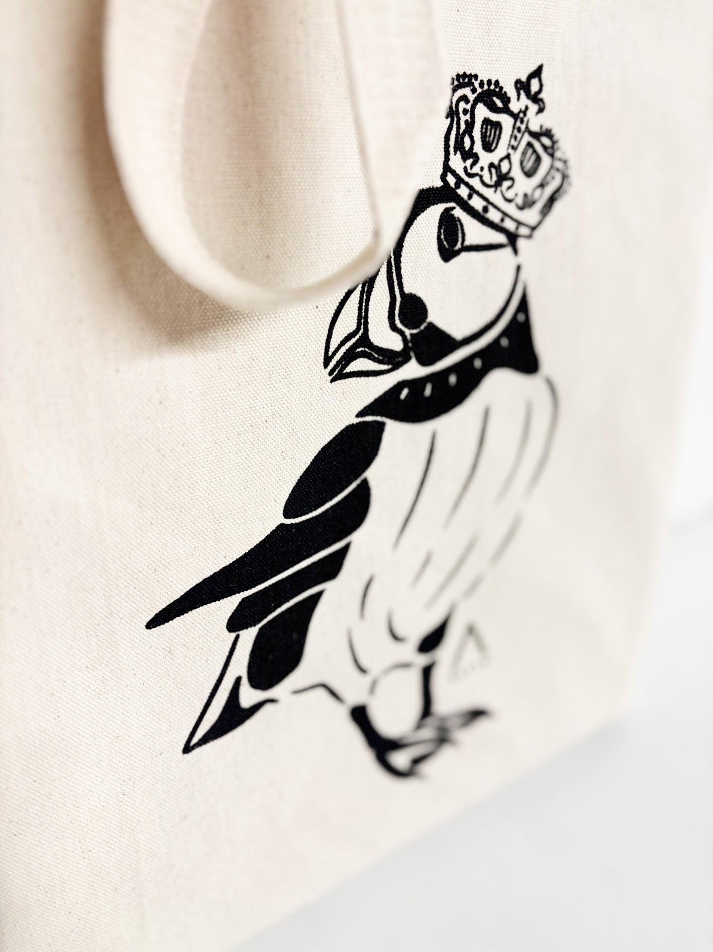 Royal Canadian Puffin Hand Printed Every Day Cotton Tote