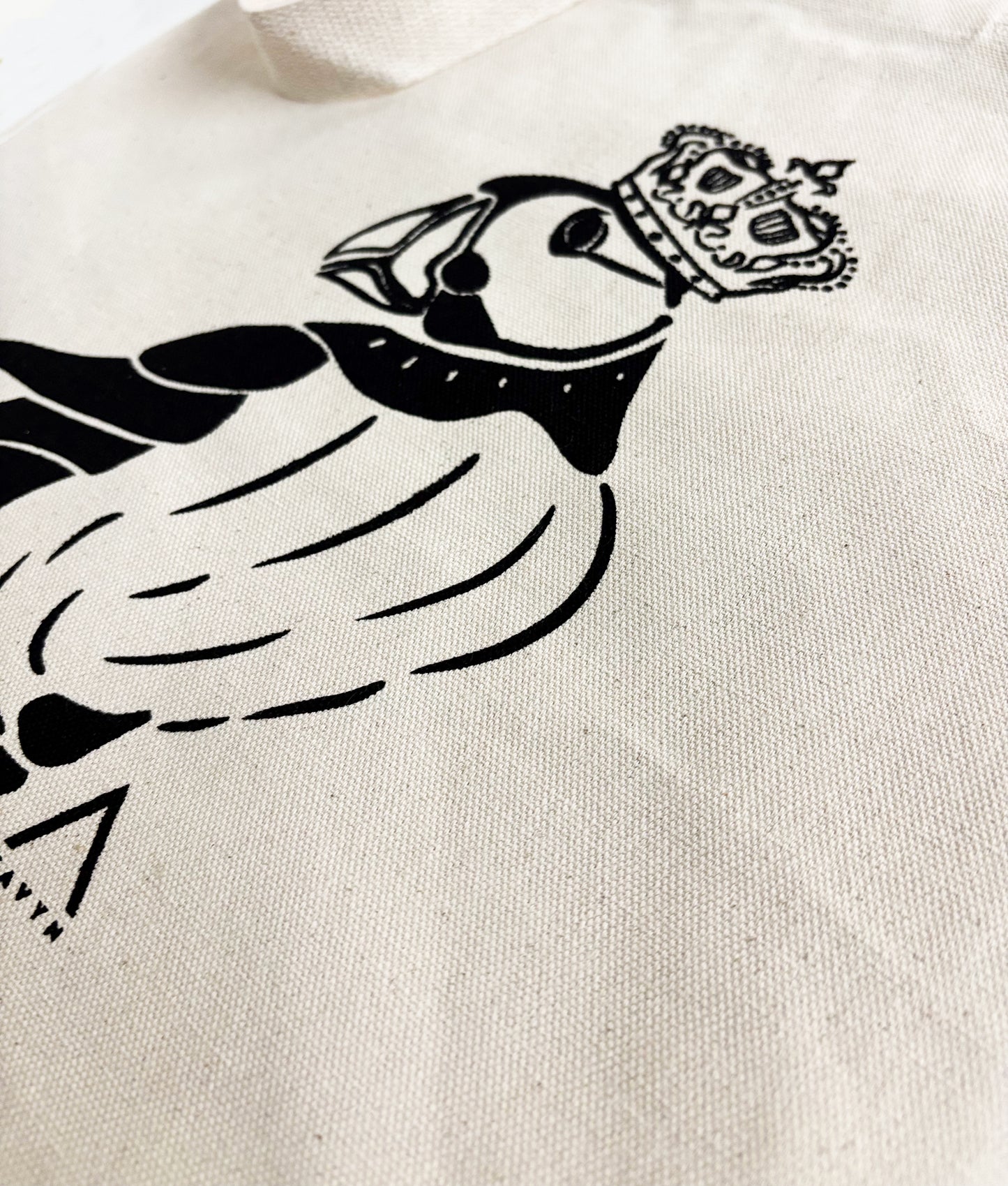 Royal Canadian Puffin Hand Printed Every Day Cotton Tote
