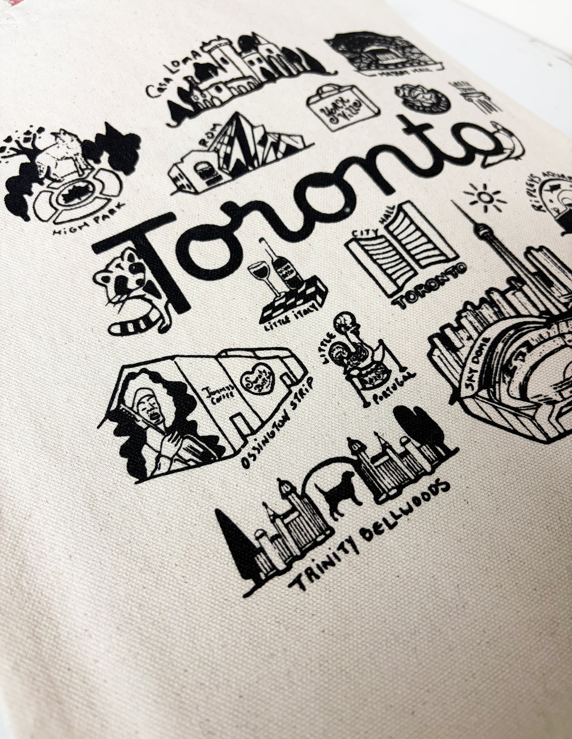Toronto  Cotton Tote Black Hand Printed Every Day