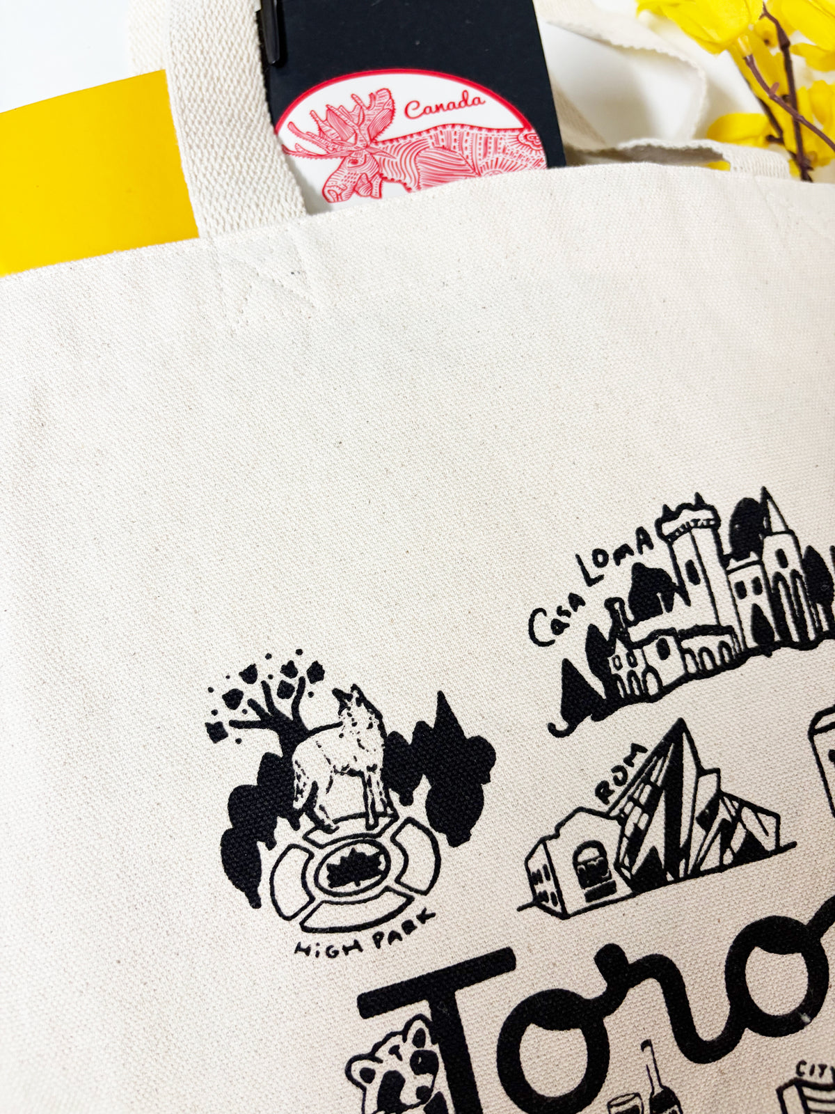 Toronto  Cotton Tote Black Hand Printed Every Day
