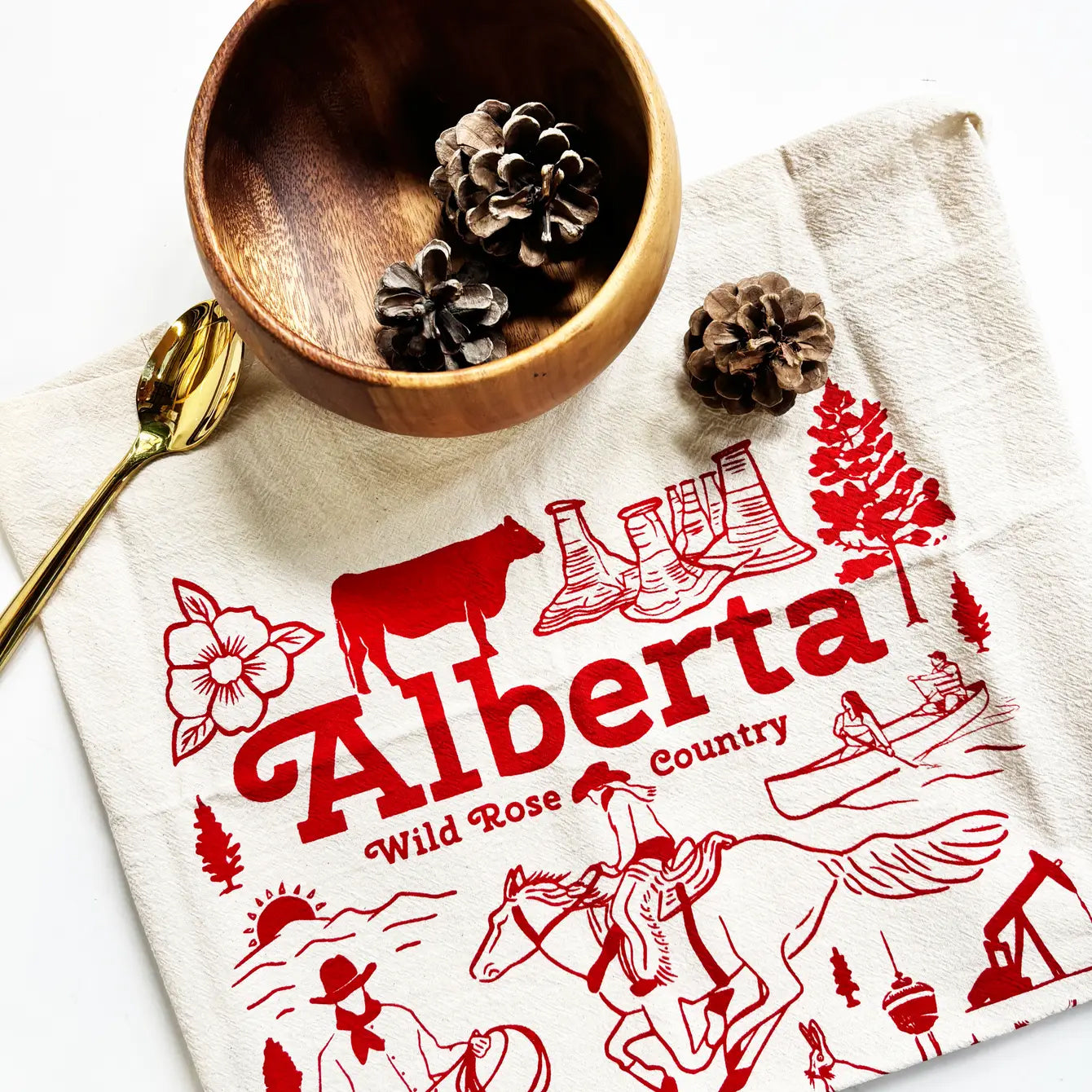 Alberta Commemorative Hand Printed Organic Tea Towel