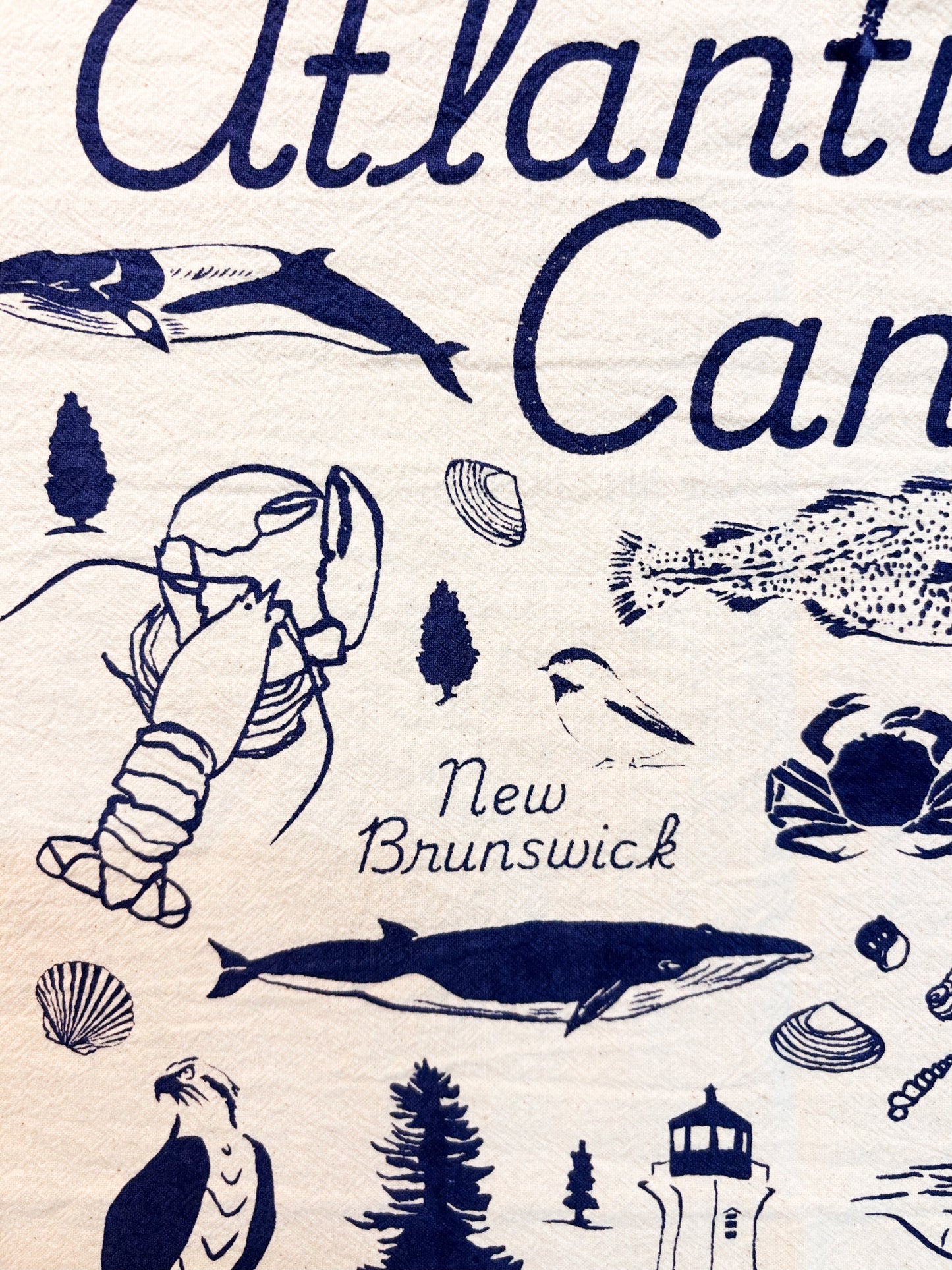 Atlantic Canada Commemorative Hand Printed Organic Tea Towel