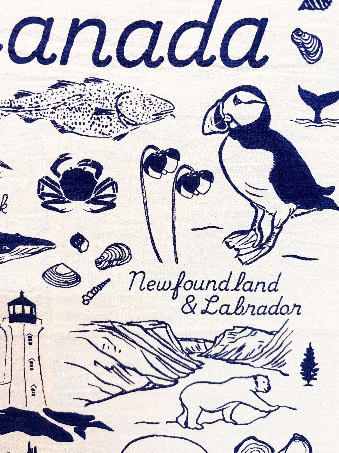 Atlantic Canada Commemorative Hand Printed Organic Tea Towel