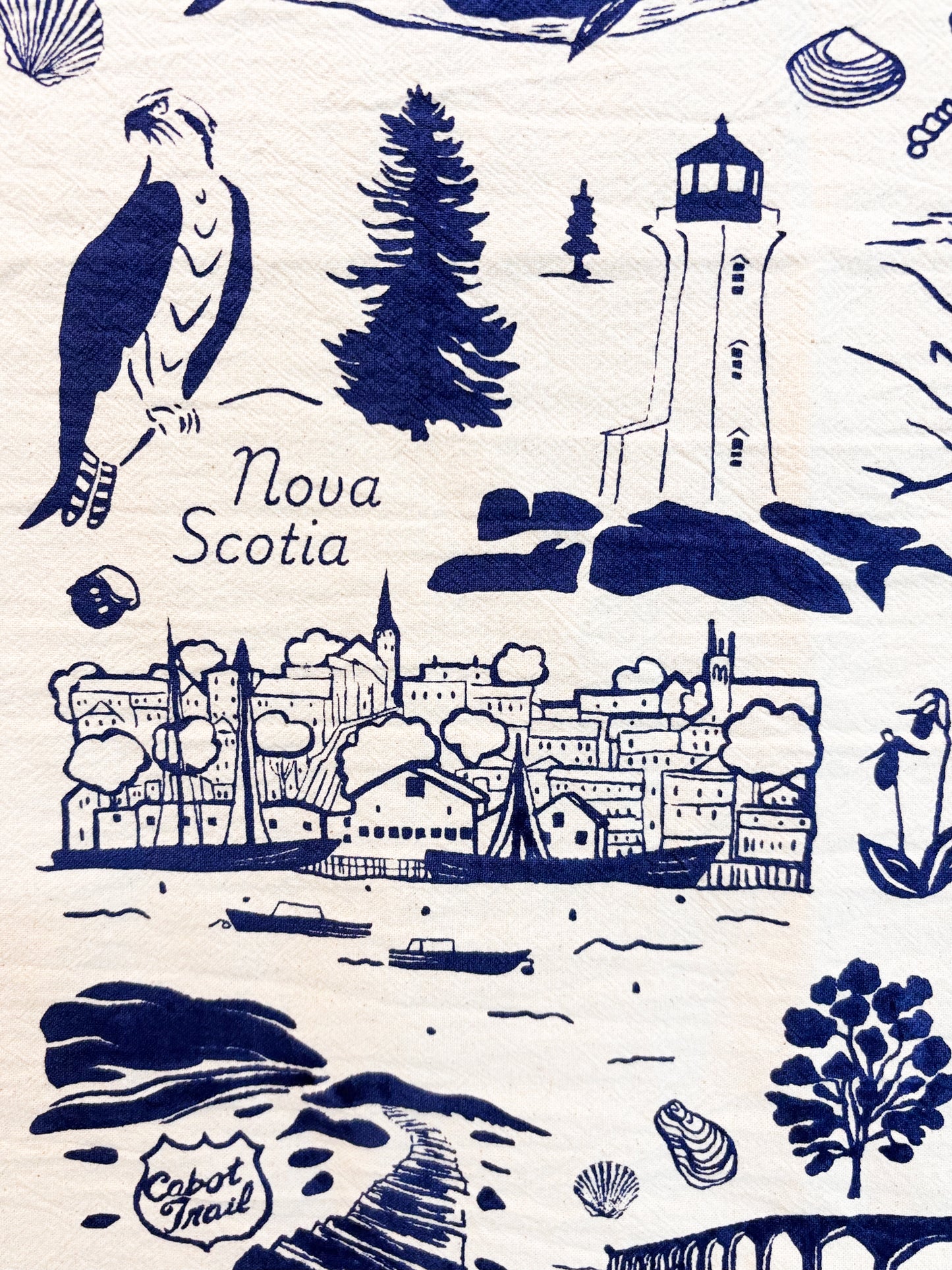 Atlantic Canada Commemorative Hand Printed Organic Tea Towel