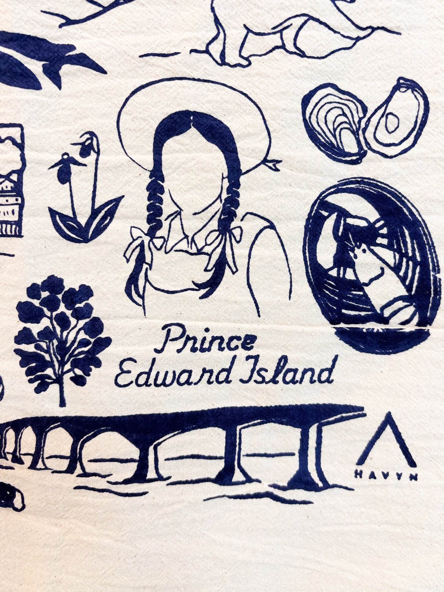 Atlantic Canada Commemorative Hand Printed Organic Tea Towel