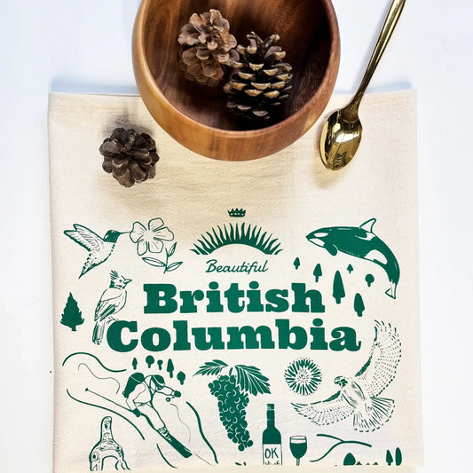 British Columbia Commemorative Hand Printed Organic Tea Towel