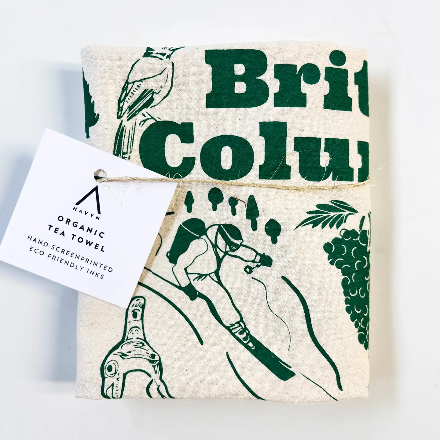 British Columbia Commemorative Hand Printed Organic Tea Towel