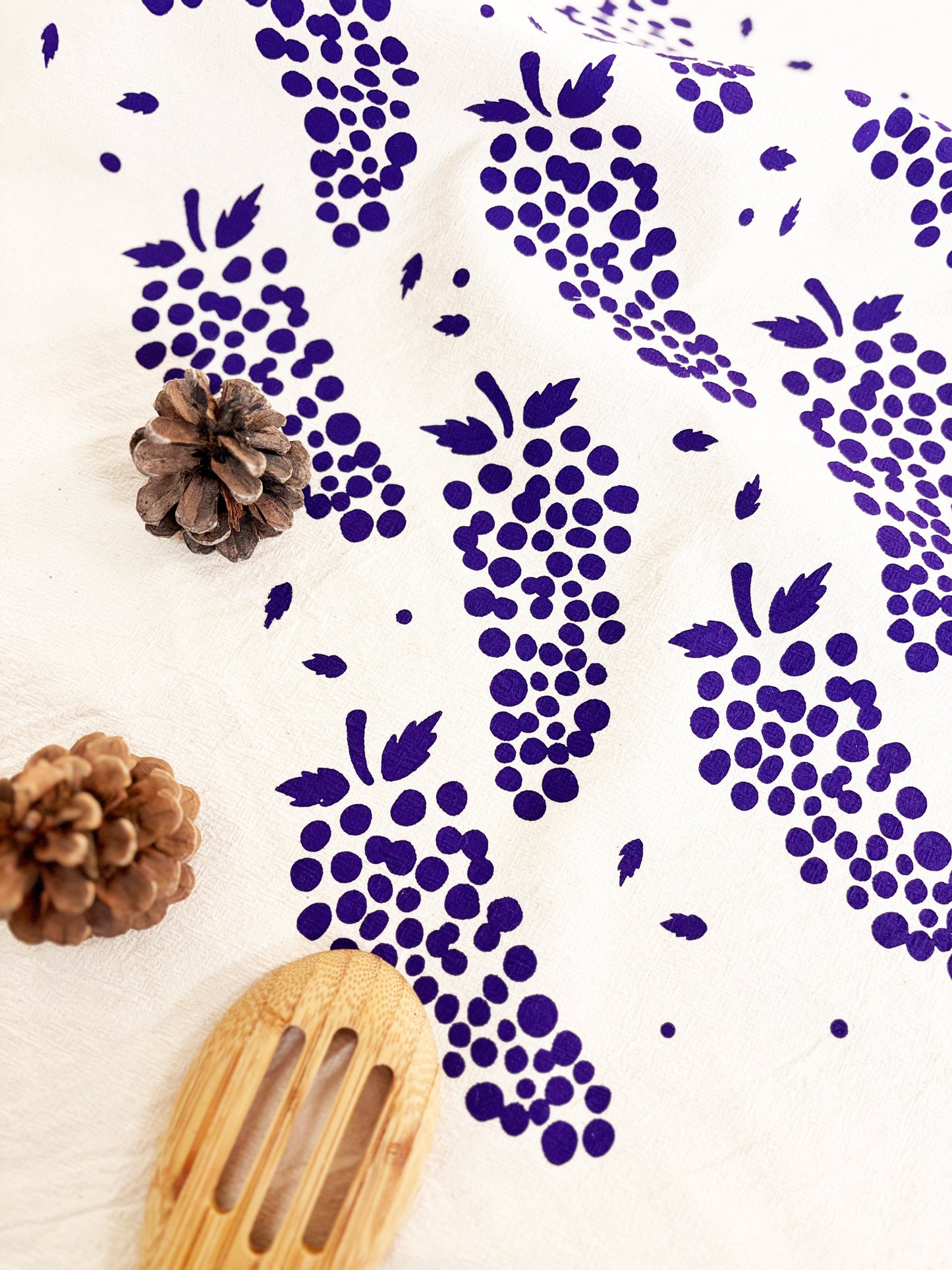 Grapes Purple Hand Printed Organic Tea Towel