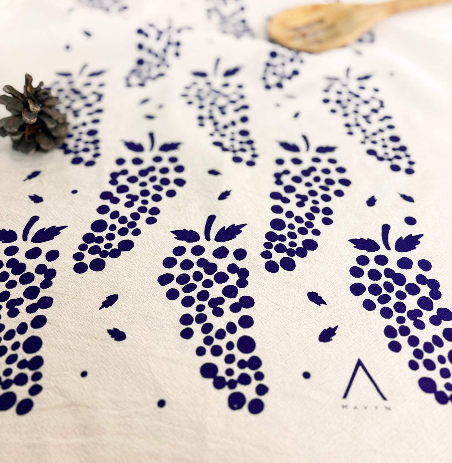 Grapes Purple Hand Printed Organic Tea Towel
