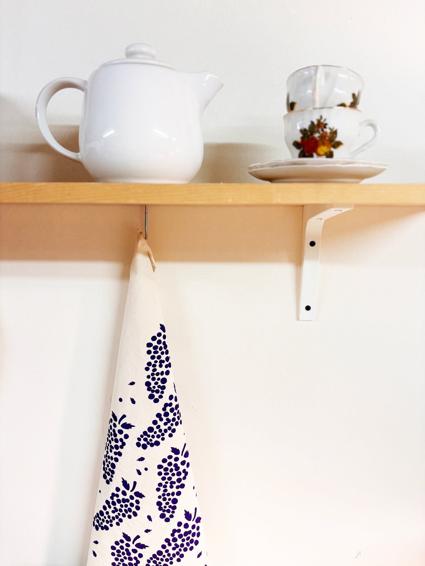Grapes Purple Hand Printed Organic Tea Towel