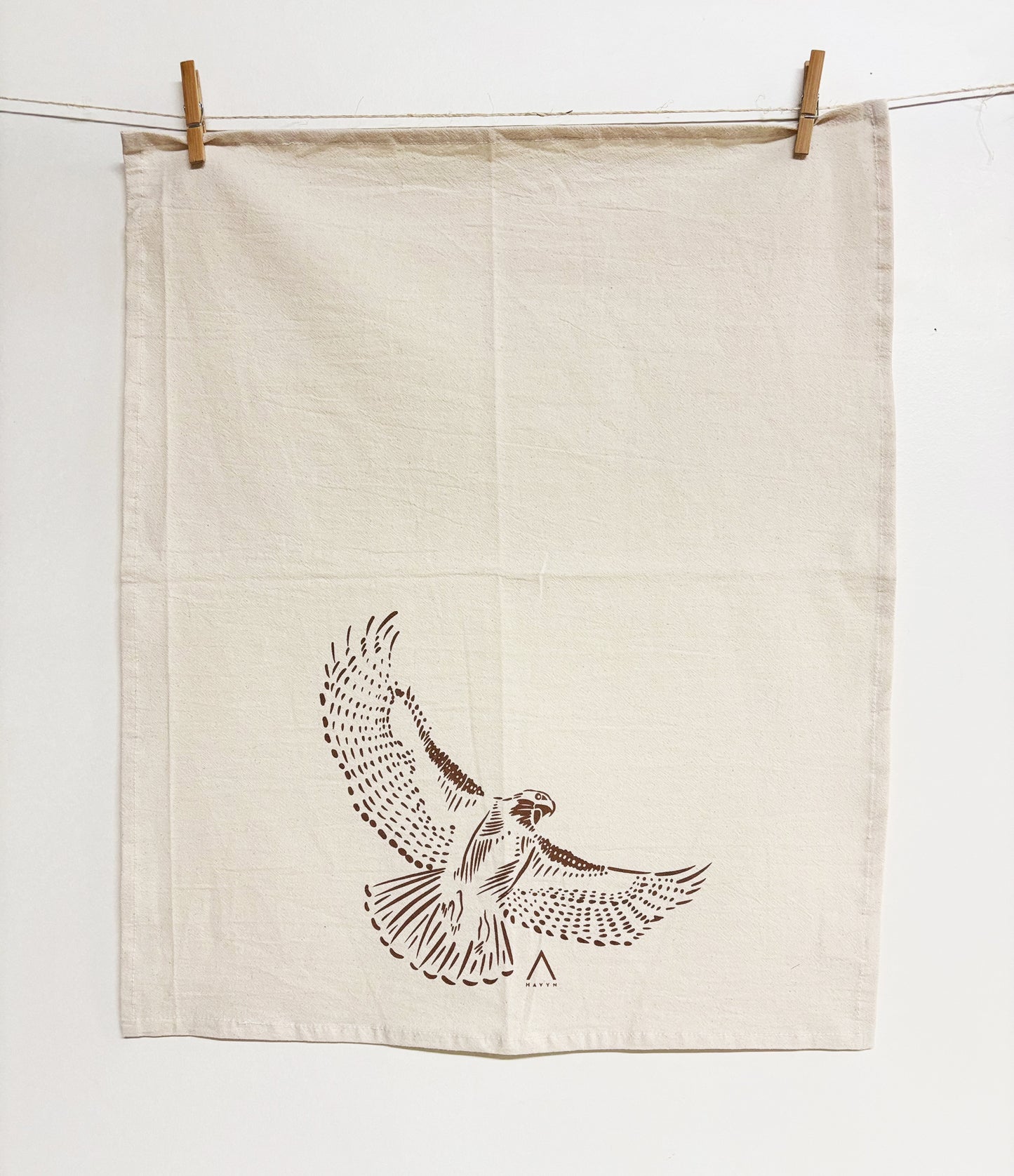 Hand Screen Printed Tea Towel | Organic Cotton Floursack | Hawk
