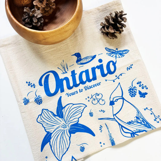 Ontario Commemorative Hand Printed Organic Tea Towel