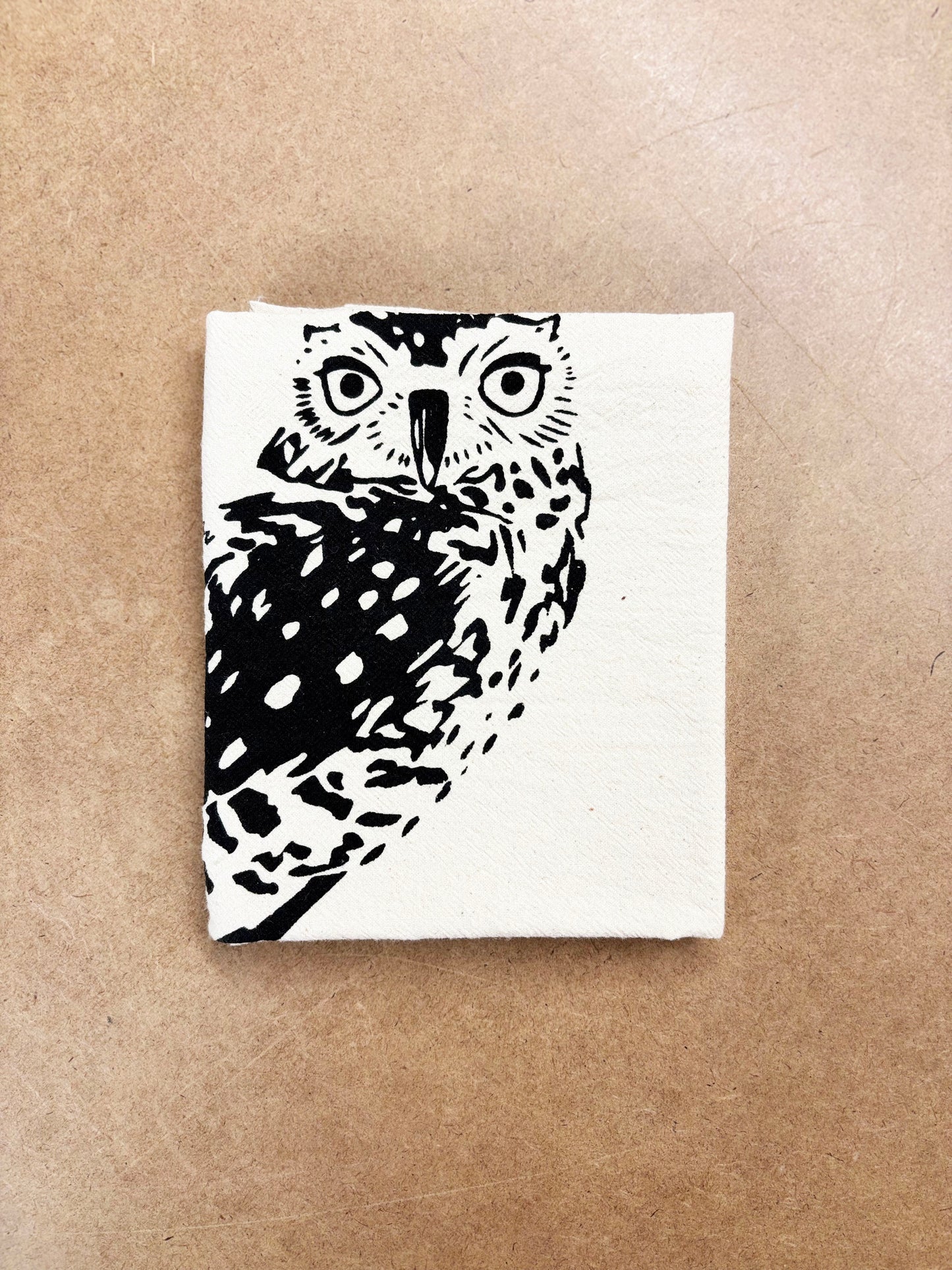 Hand Printed Tea Towel | Organic Cotton Floursack | Burrowing Owl | Kitchen Towel | Eco Screen Printed
