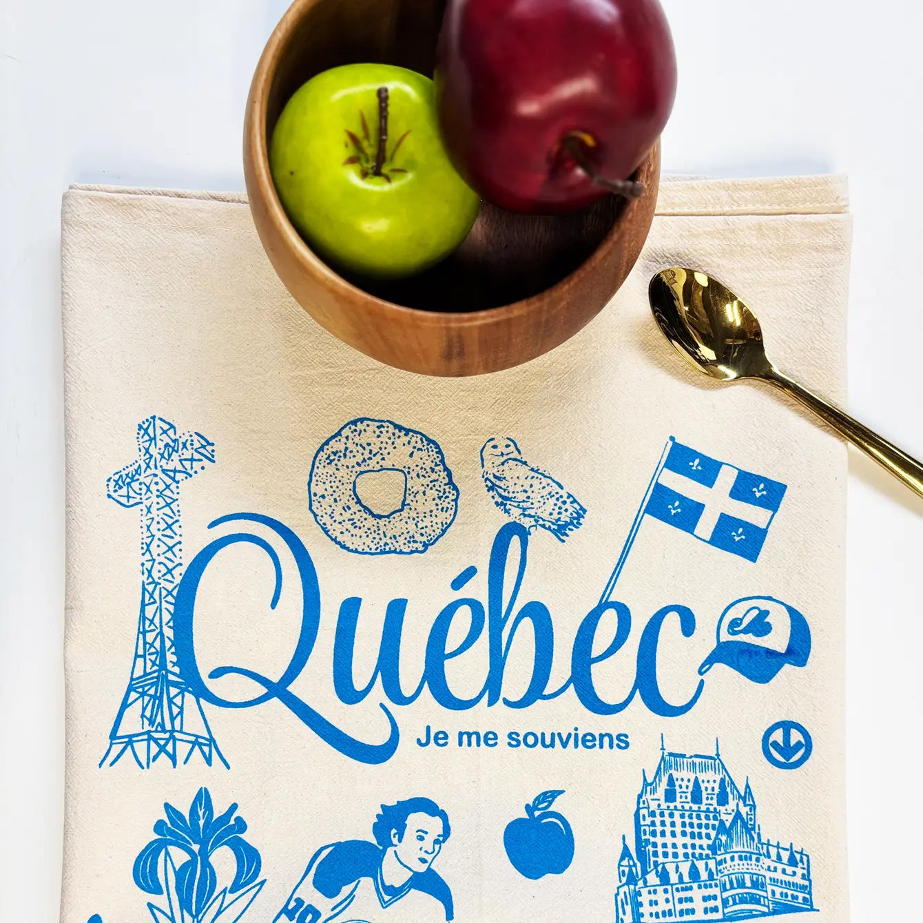 Quebec Commemorative Hand Printed Organic Tea Towel