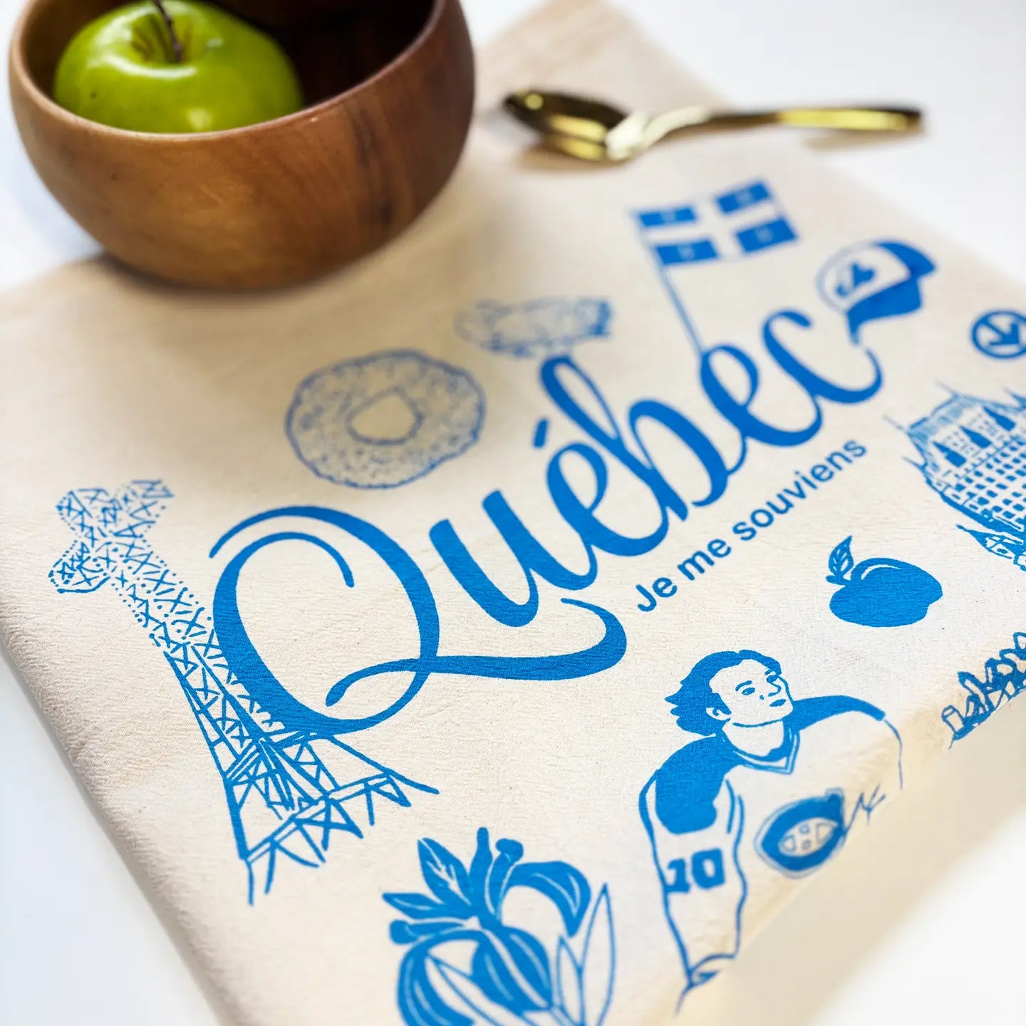 Quebec Commemorative Hand Printed Organic Tea Towel