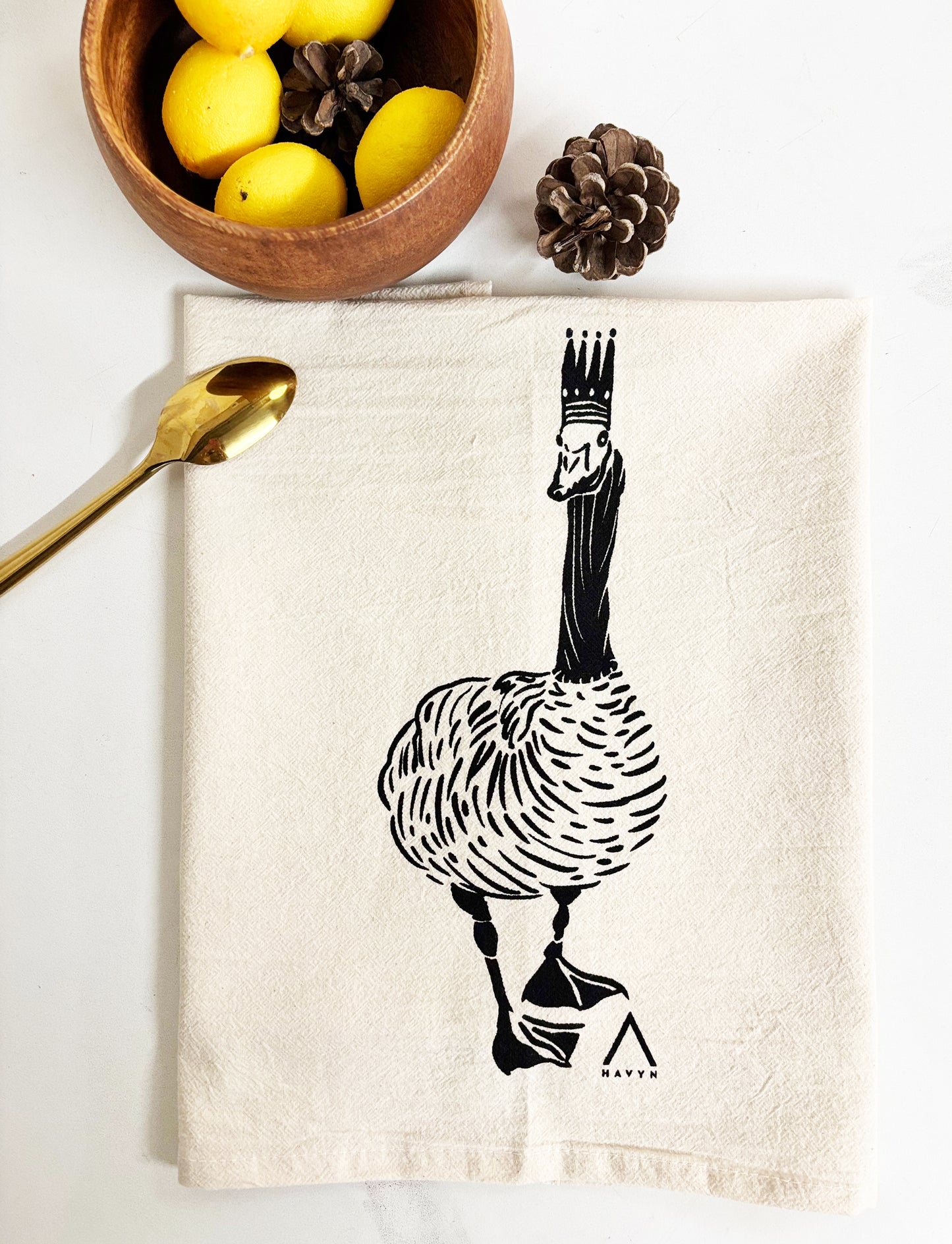 Organic Tea Towel | Royal Canadian Goose | Black Eco Ink