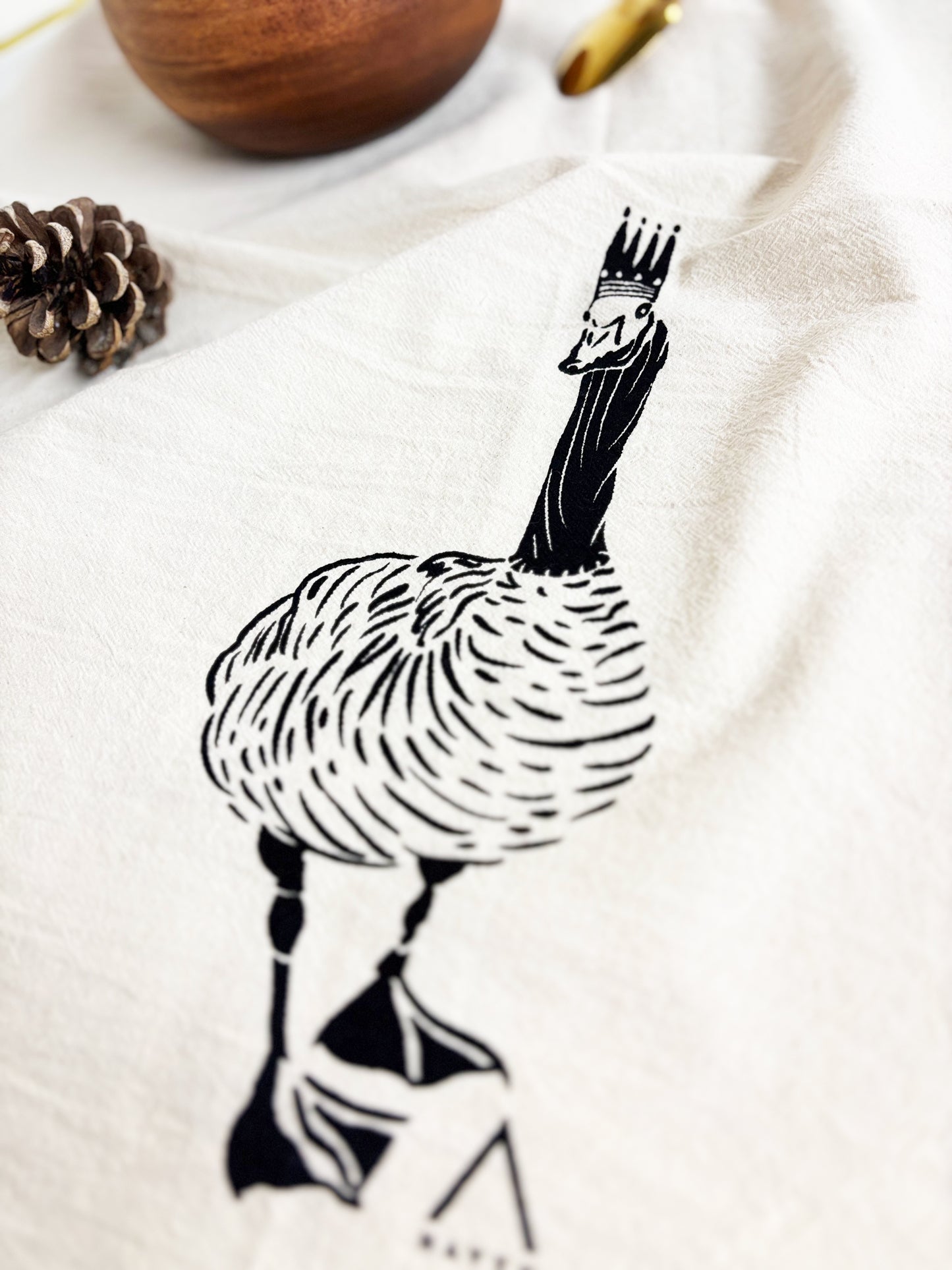 Organic Tea Towel | Royal Canadian Goose | Black Eco Ink