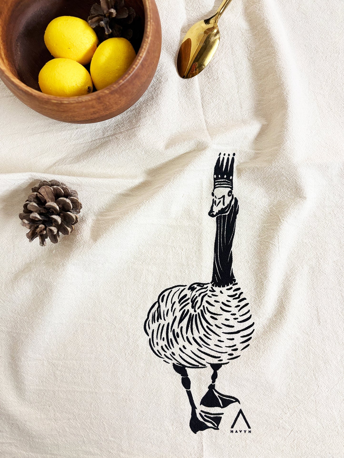 Organic Tea Towel | Royal Canadian Goose | Black Eco Ink
