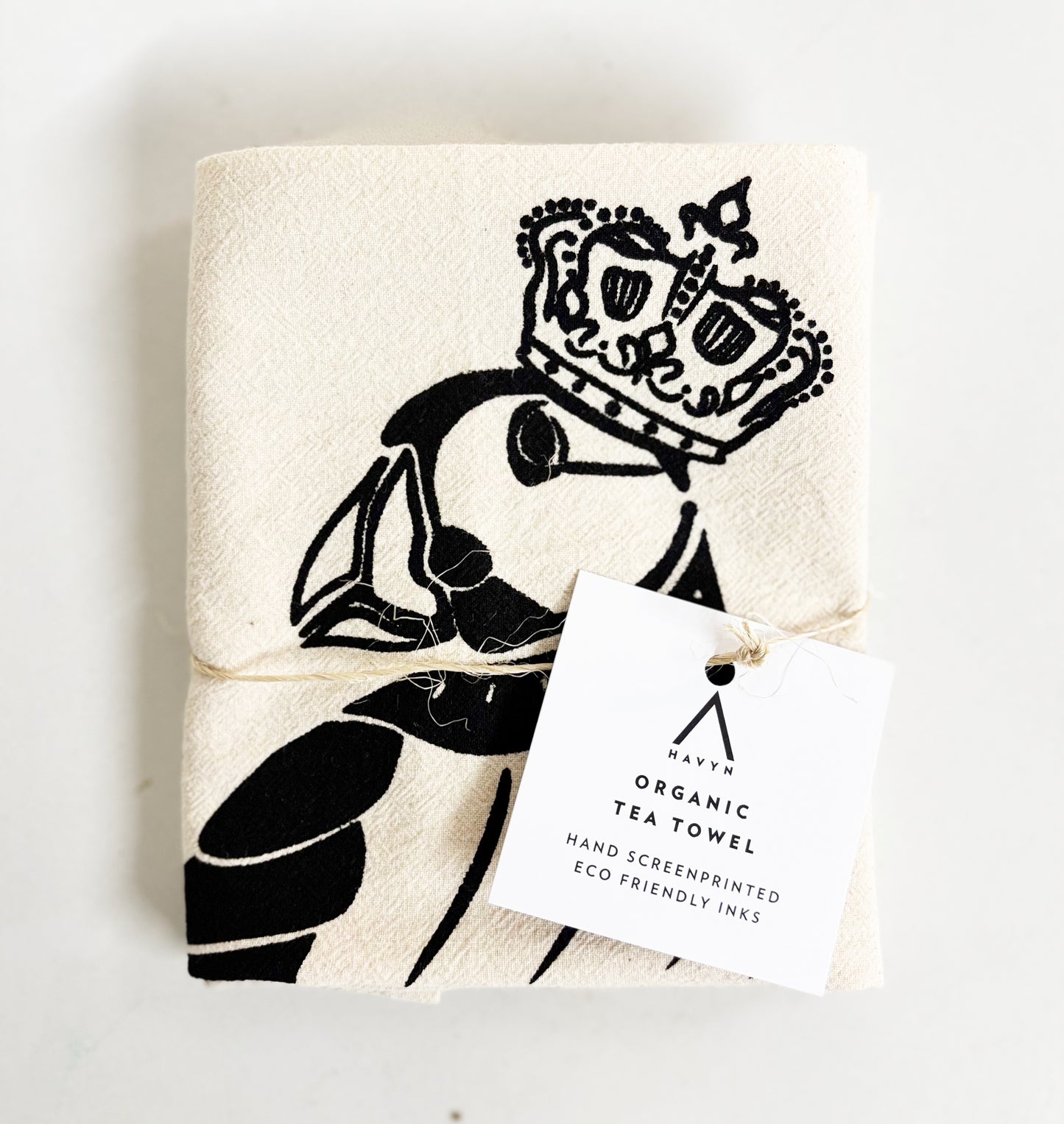 Organic Tea Towel | Royal Canadian Puffin | Black Eco Ink