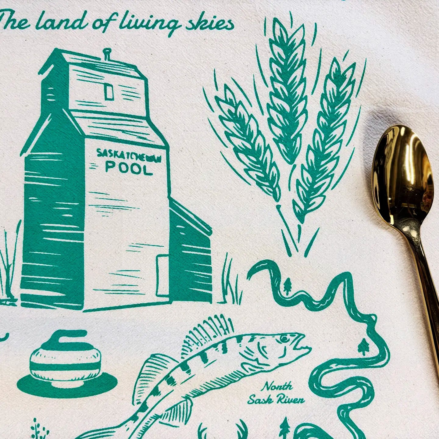 Saskatchewan Commemorative Hand Printed Organic Tea Towel