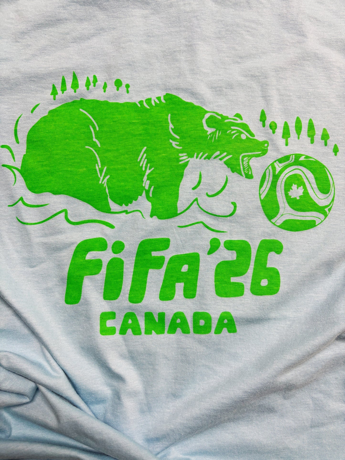 Tshirt Limited Edition BEAR Canada Green on Blue FIFA 2026 Original Screen Print - Adult Unisex