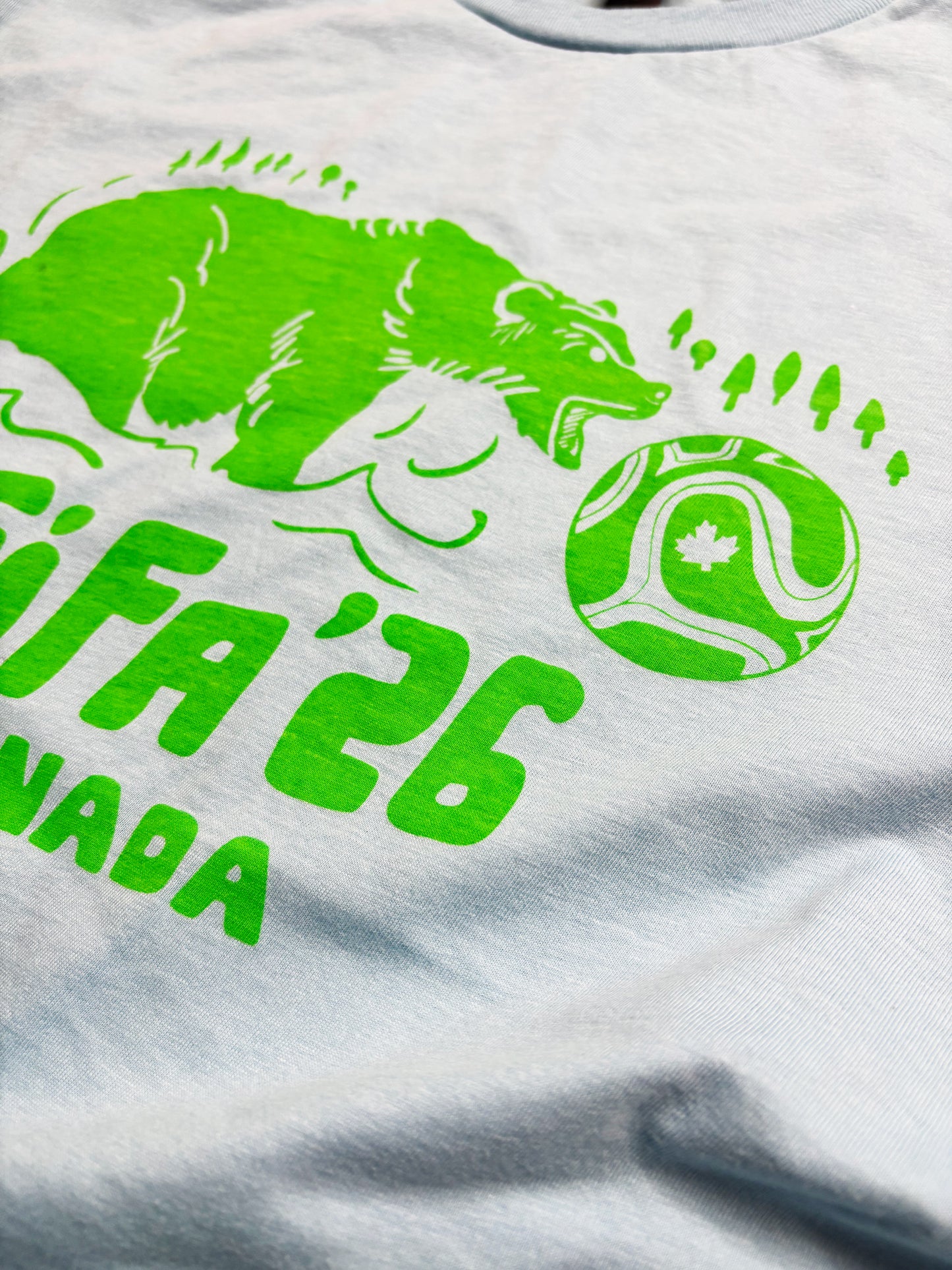 Tshirt Limited Edition BEAR Canada Green on Blue FIFA 2026 Original Screen Print - Adult Unisex