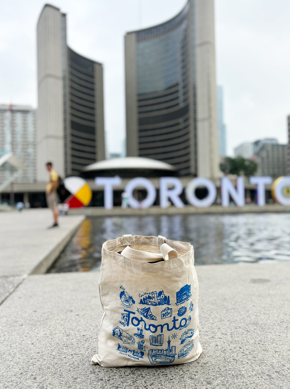 Toronto  Cotton Tote Blue Hand Printed Every Day