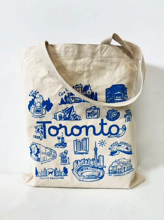 Toronto  Cotton Tote Blue Hand Printed Every Day