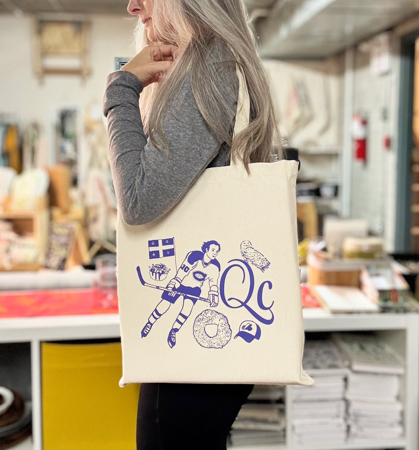 Québec Dark Blue Cotton Every Day Tote