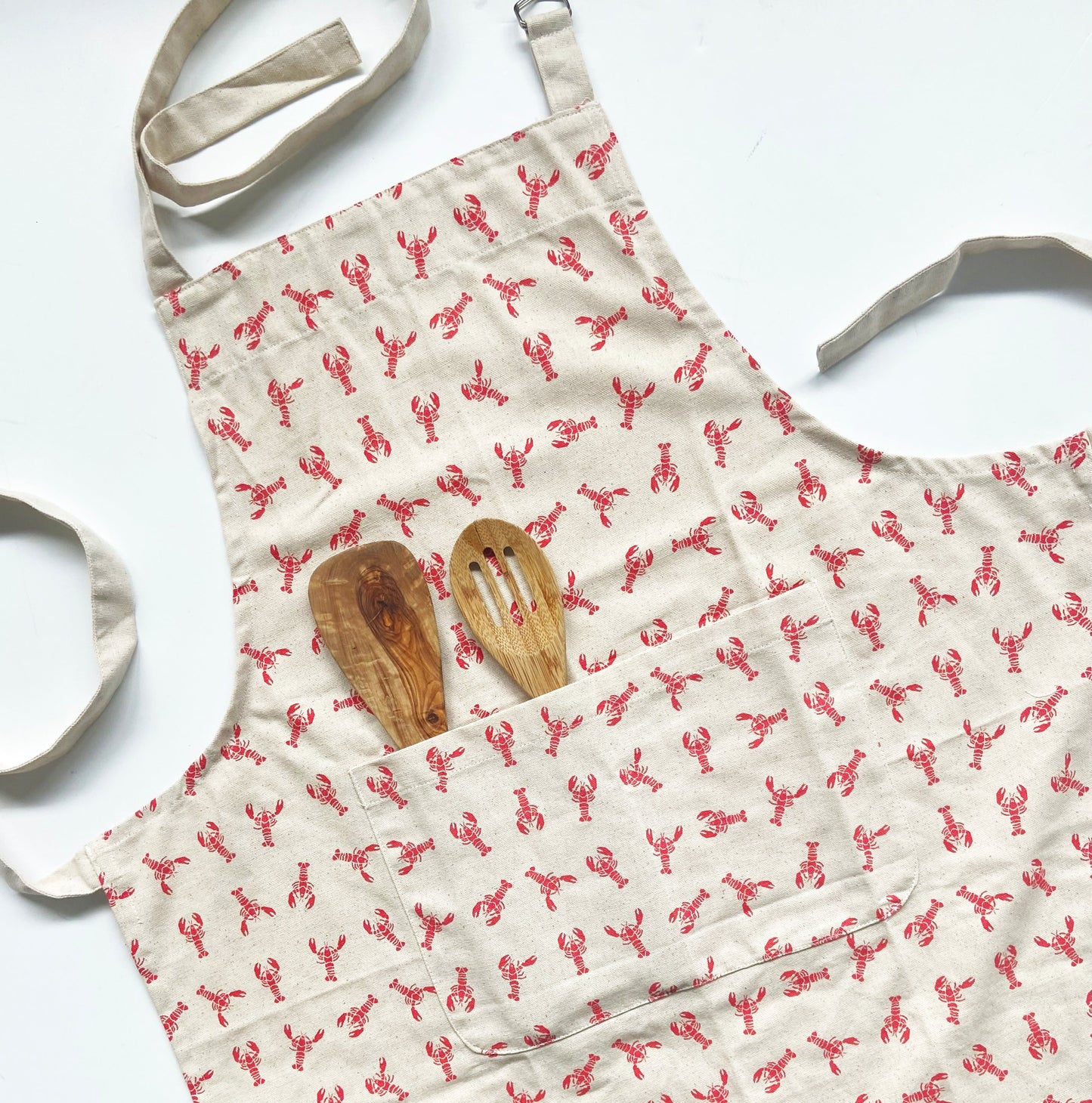 Unisex Apron - Lobster Pattern - Natural Cotton Canvas