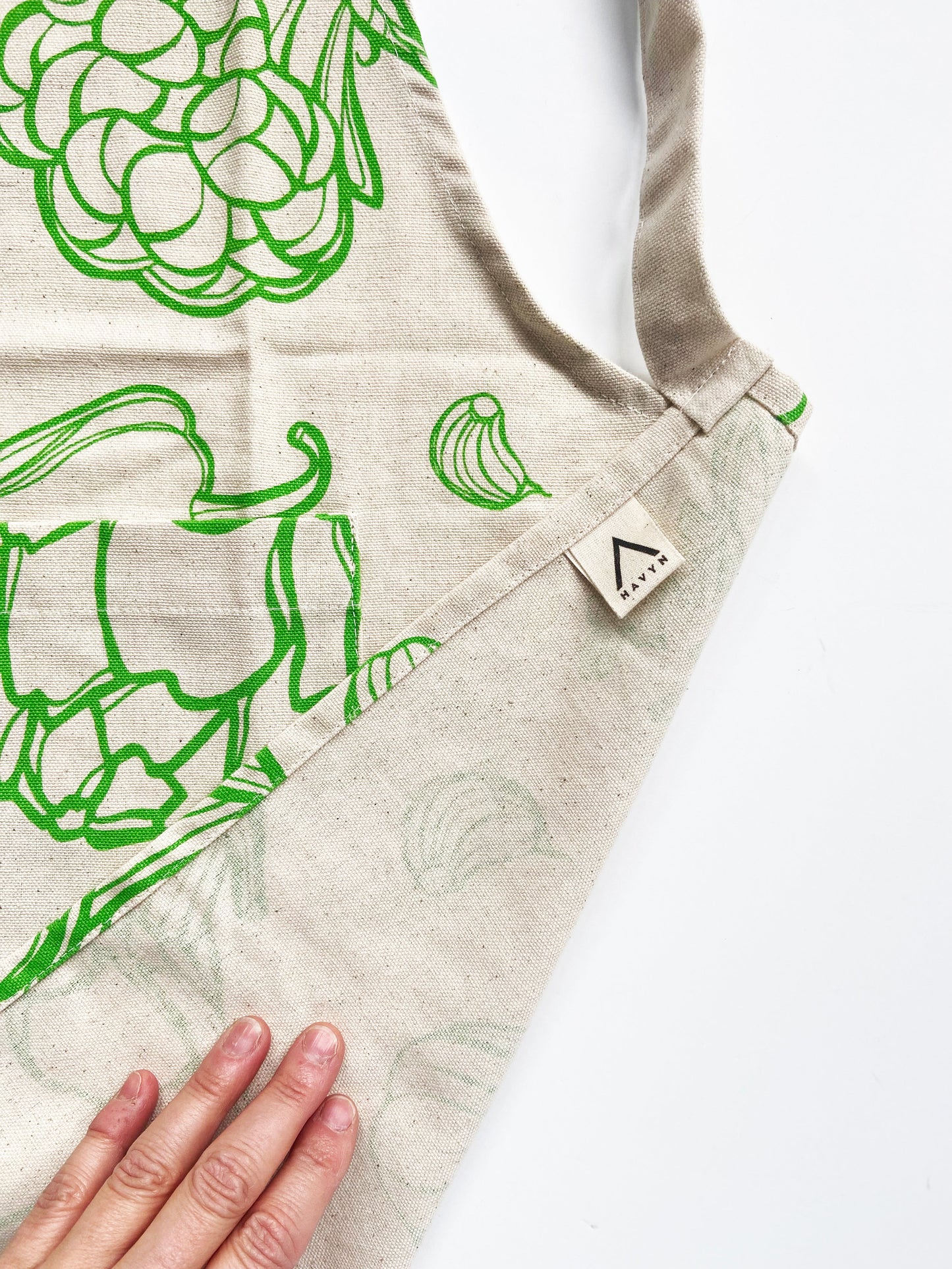 Unisex Apron - Large Veggies Pattern - Natural Cotton Canvas