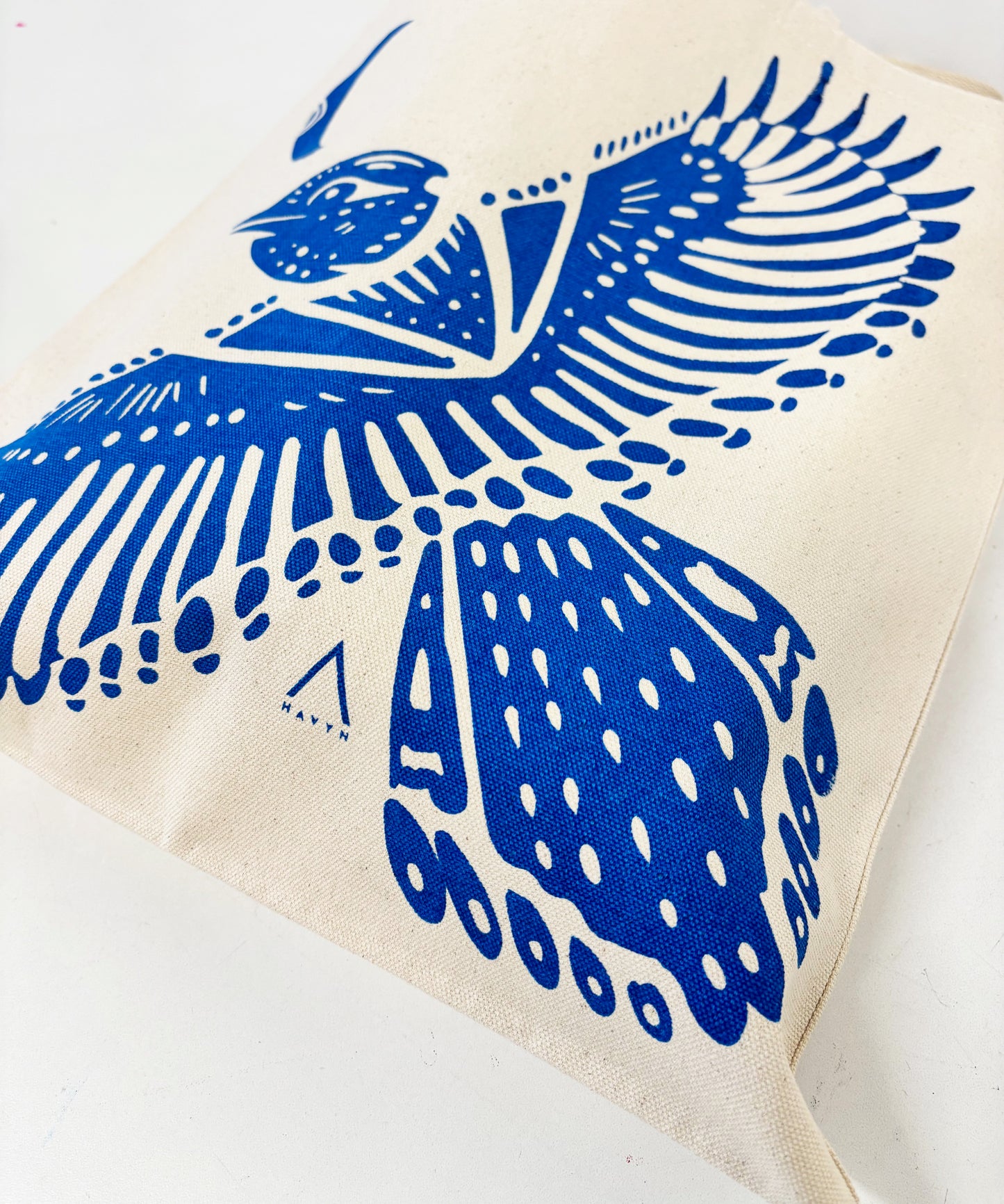 Blue Jay Blue Bird Hand Printed Every Day Cotton Tote