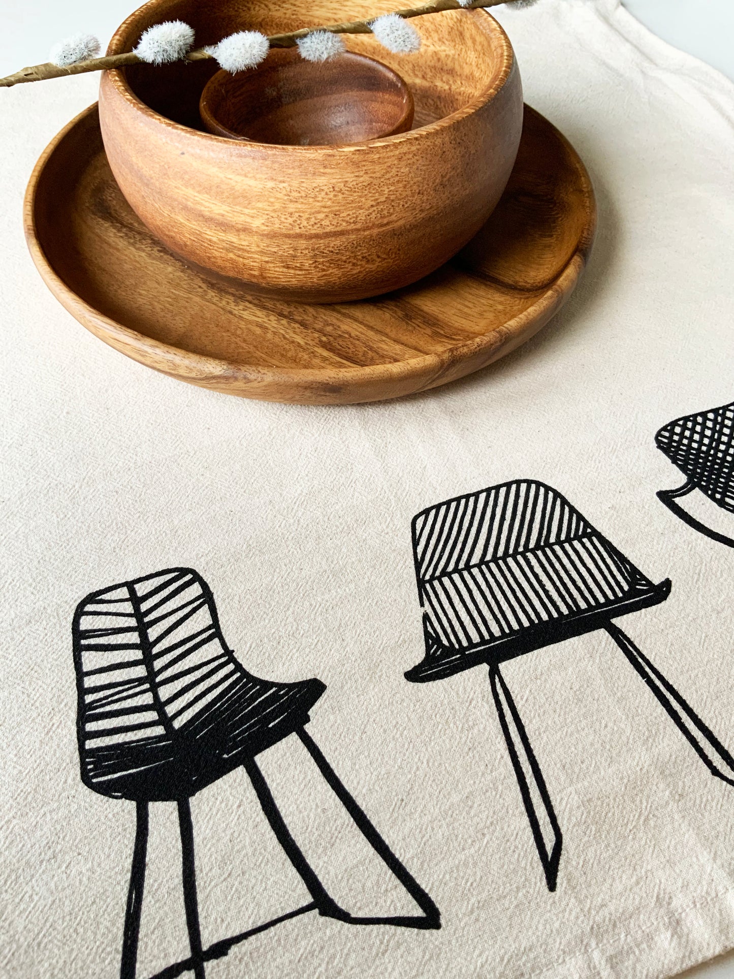 Organic Modern Chairs Hand Printed Napkins Set of 4 or 8