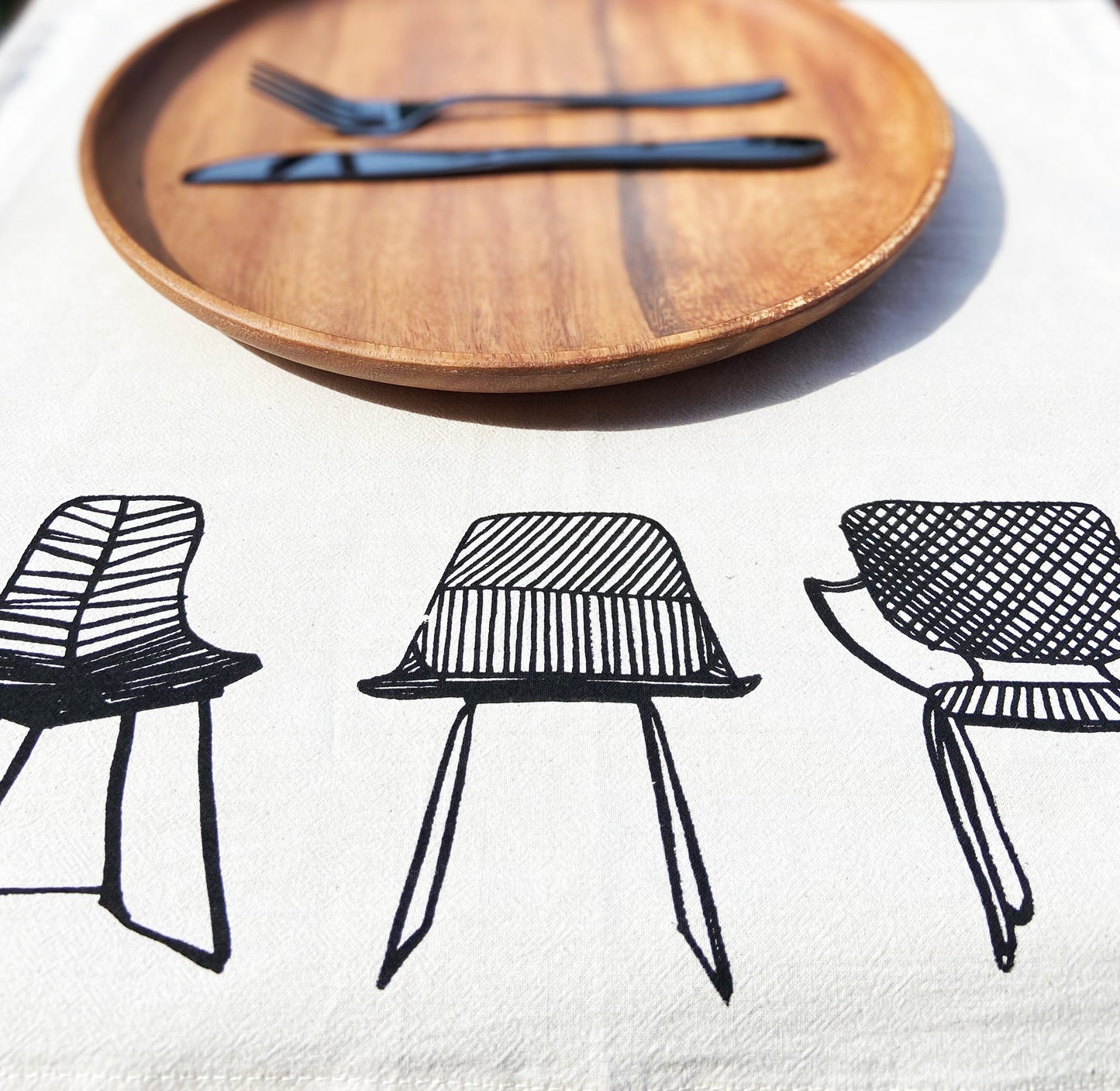 Organic Modern Chairs Hand Printed Napkins Set of 4 or 8