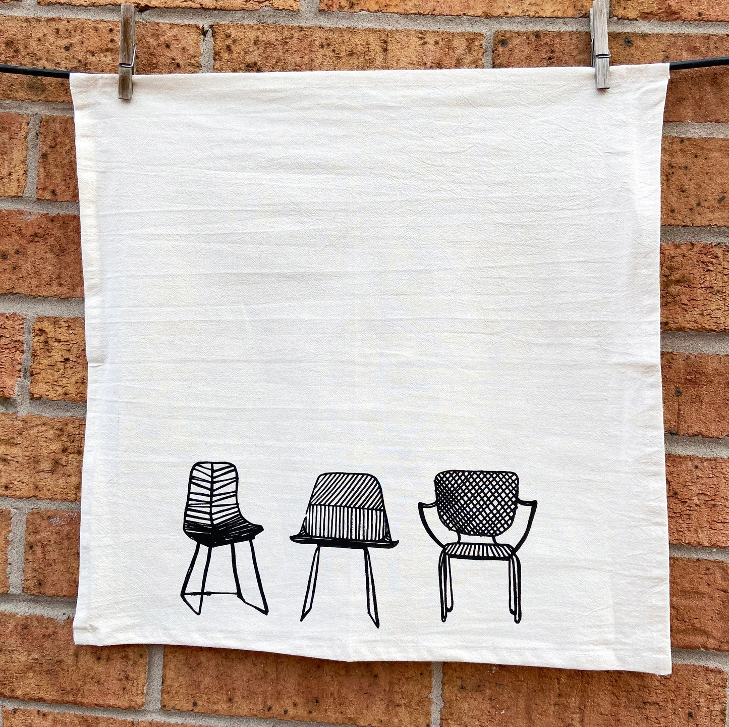 Organic Modern Chairs Hand Printed Napkins Set of 4 or 8