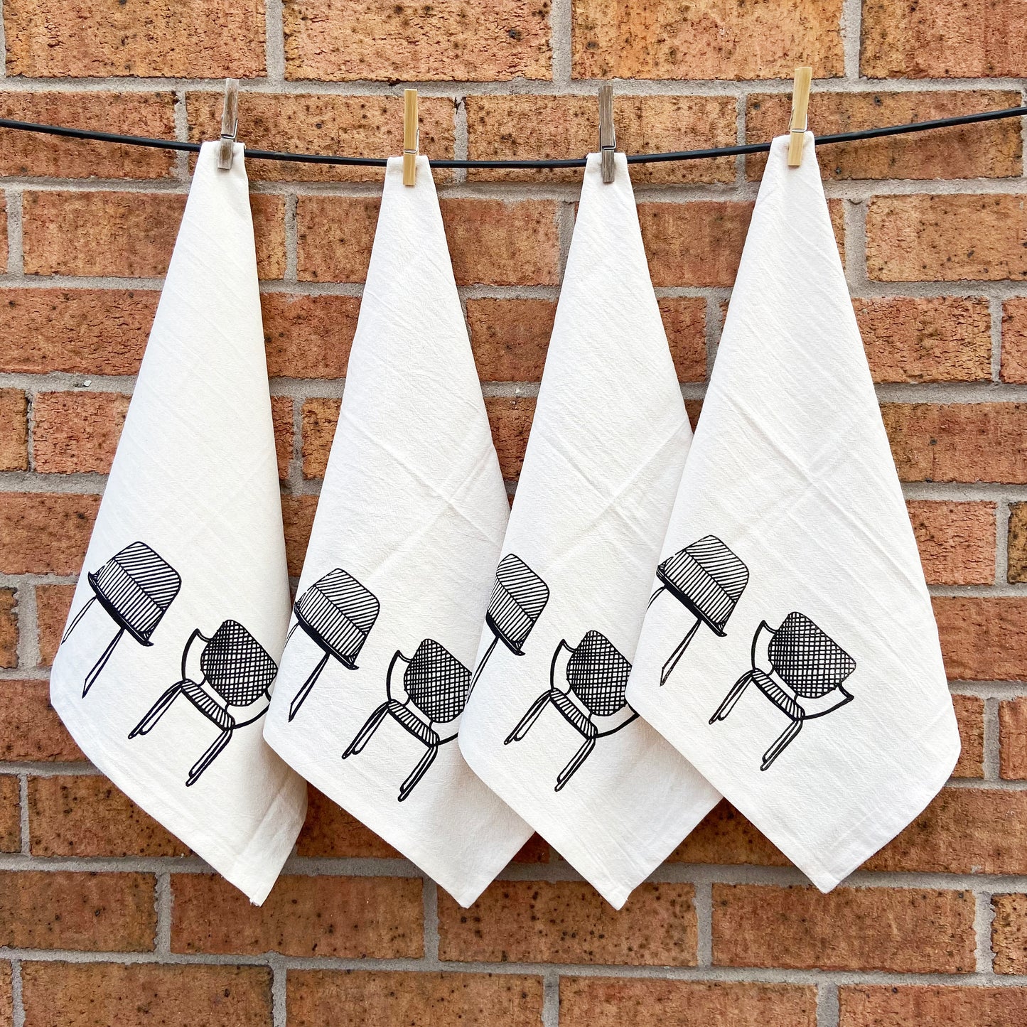 Organic Modern Chairs Hand Printed Napkins Set of 4 or 8