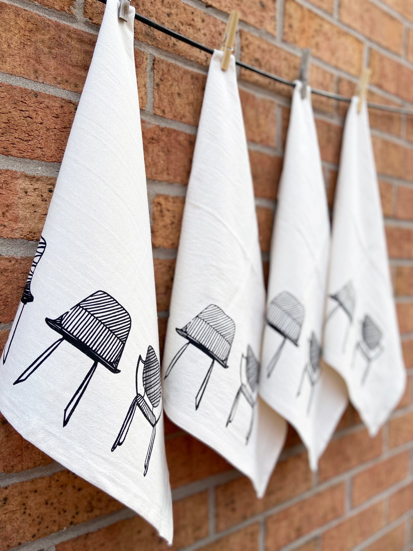 Organic Modern Chairs Hand Printed Napkins Set of 4 or 8